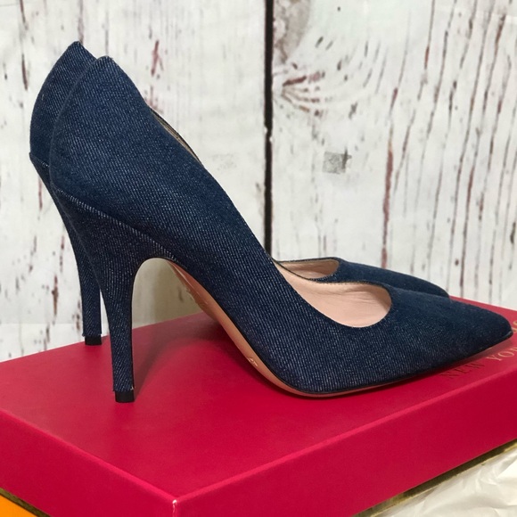 KATE SPADE NEW YORK LICORICE Blue Jeans Stilleto pumps 6.5 new in box - Picture 1 of 17